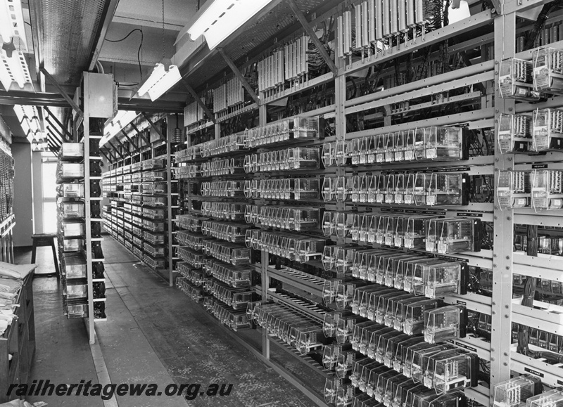P01491
Banks of relays, relay room, Control tower, Forrestfield

