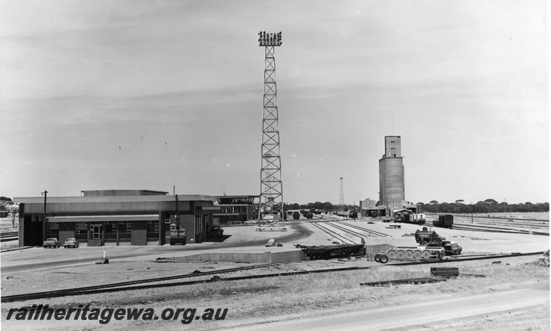 P01511
Marshalling yard, West Merredin, standard gauge construction, overall view along the yard
