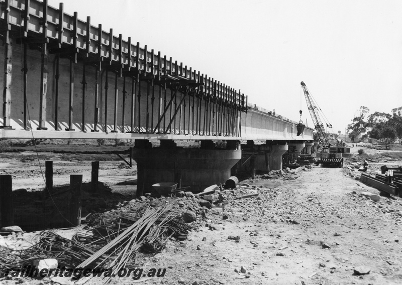 P01566
Concrete girder bridge, standard gauge construction, Avon Valley line. Under construction.
