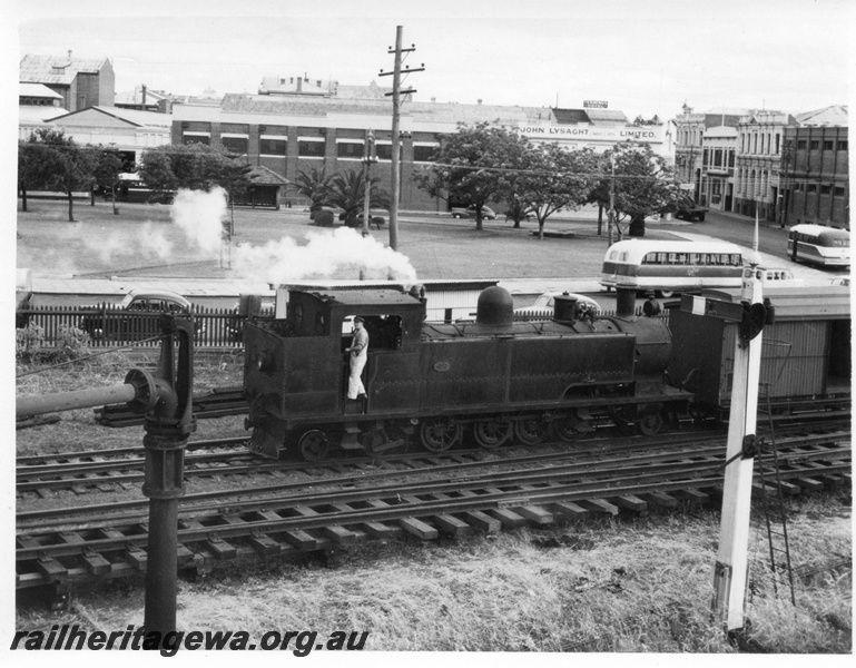 P01755
K class 40, 2-8-4T, end and side view, signal, water column, Fremantle, ER line. 
