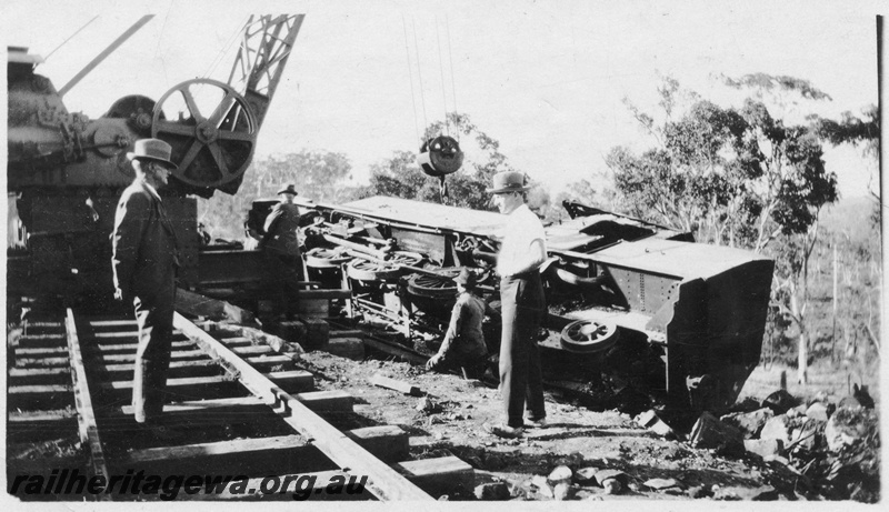 P01800
DS class 387, derailed and lying on its side, 