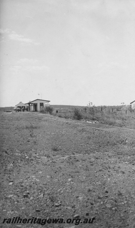 P01965
Station building, loco shed, Marble Bar, PM line, distant end on view
