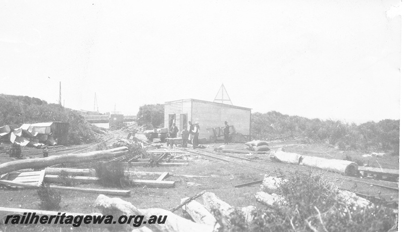 P01968
Jetty, Flinders Bay, BB line, buildings at the shore end, view along the jetty
