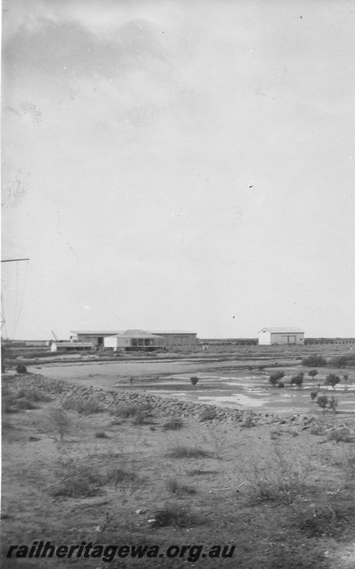 P01988
Railway yards and buildings, Port Hedland, PM line, distant view
