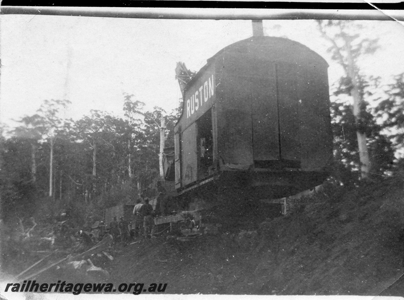 P02013
11 of 14. Ruston steam shovel, side and end view, construction of Denmark-Nornalup railway, D line.
