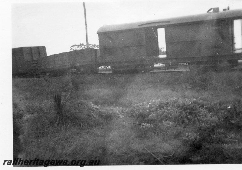 P02117
1 of 7 views of the derailment of No. 972 Goods near Westfield on the Jandakot to Armadale section of the FA line, Z class 157 derailed , date of derailment 10/8/1955
