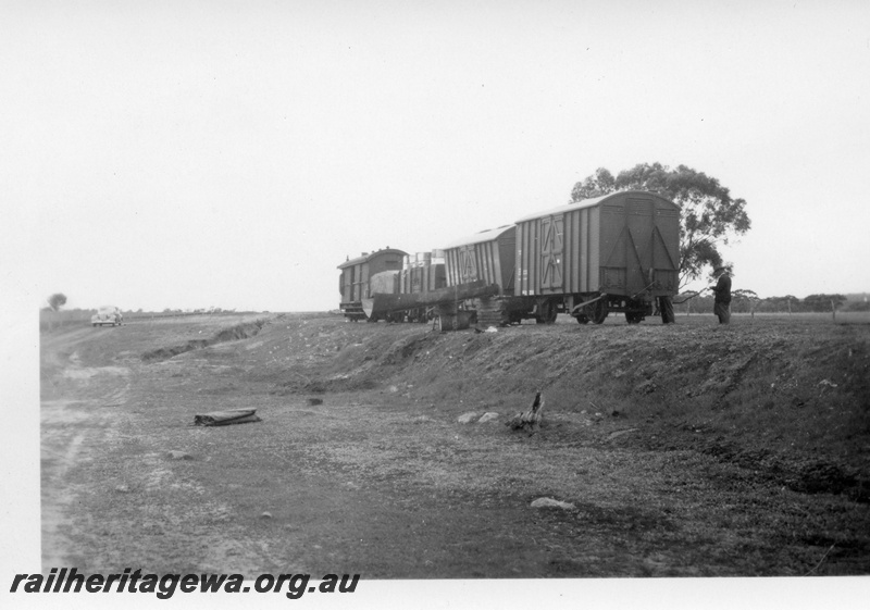 P02124
Derailment of a DC class wagon, Unknown location, chute set up against the DC
