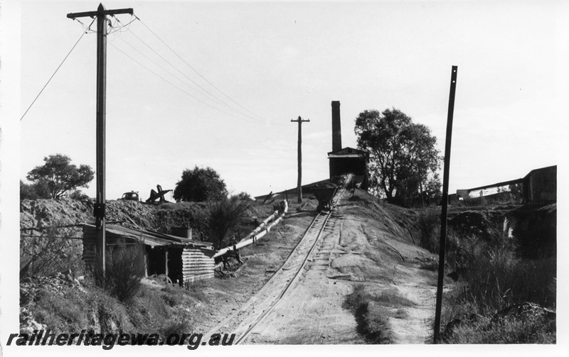 P02318
Loaded skips being hauled up No.1 Incline, Maylands Brickworks Tramway, view looking up the incline.
