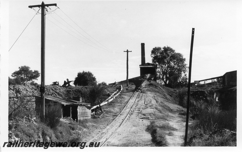 P02318
Loaded skips being hauled up No.1 Incline, Maylands Brickworks Tramway, view looking up the incline.
