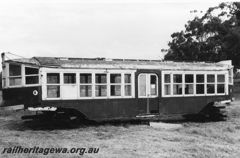 P02324
Tram No.63, in storage at Castledare Boys home, side view

