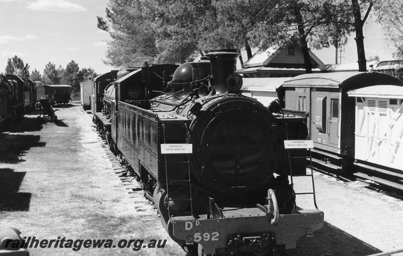 P02399
DD class 592, Rail Transport Museum, side and front view an overall view of the site.
