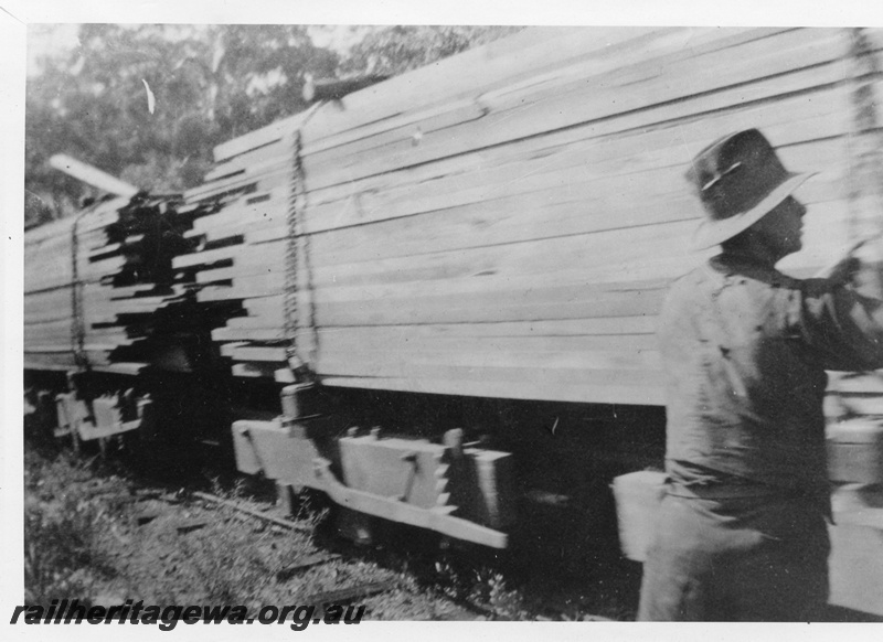 P02408
1 of 2. Descending trams on incline on Whittakers timber line. c1927.
