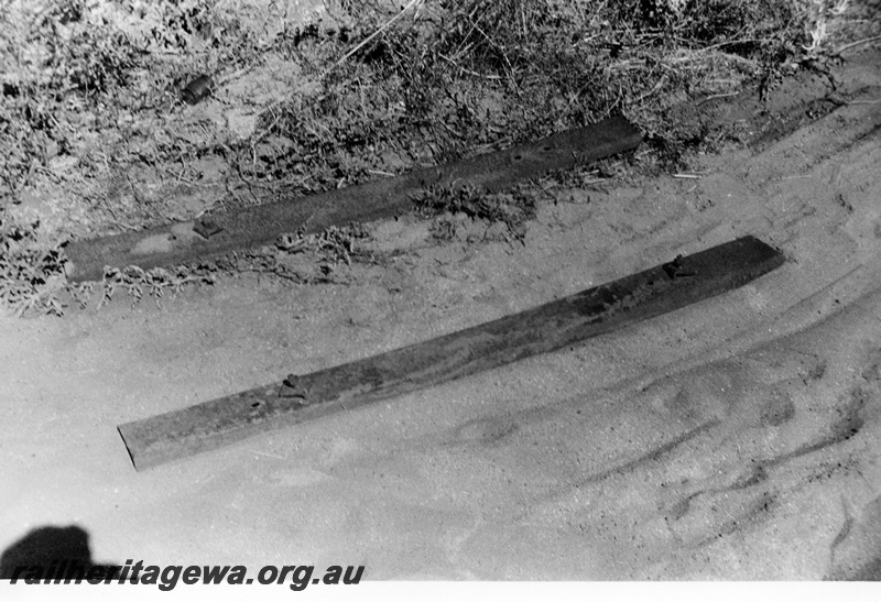 P02448
Steel sleepers, on the Broome tramway
