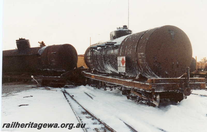 P02563
1 of 8, Tanker derailment with foam sprayed over the spillage, Forrestfield marshalling yard
