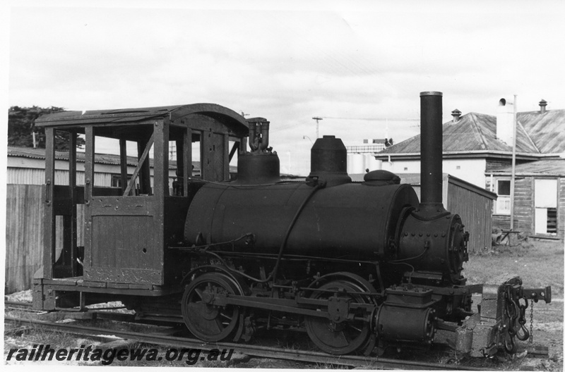 P02648
2 of 2, Kia-Ora steam locomotive, side view, Bunbury Technical school, c1960
