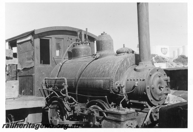 P02649
Kia-Ora steam locomotive in use, side and front view, Bunbury, SWR line.
