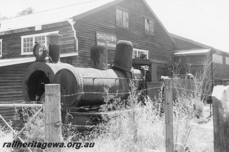 P02820
YX class 176 steam locomotive, derelict, Bunnings Engineering Works, Manjimup.
