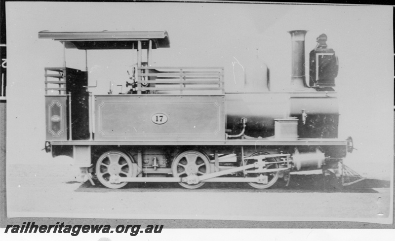 P02849
H class 17 steam locomotive, builder's photo, side view, c1887. Same as P7410
