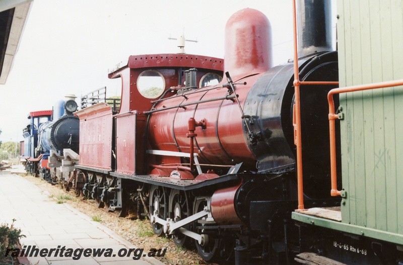 P02963
Y class 71 steam locomotive, side view, AHRS museum, Bassendean.
