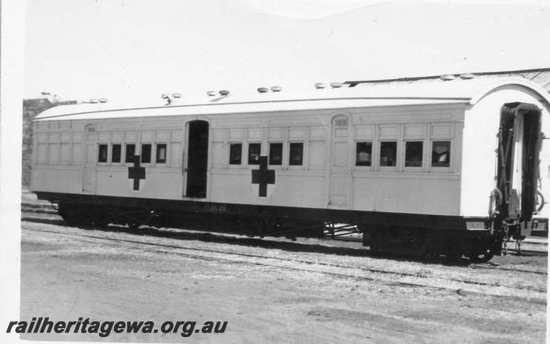 P02999
AY class type ambulance carriage, side view, Mingenew, MR line.
