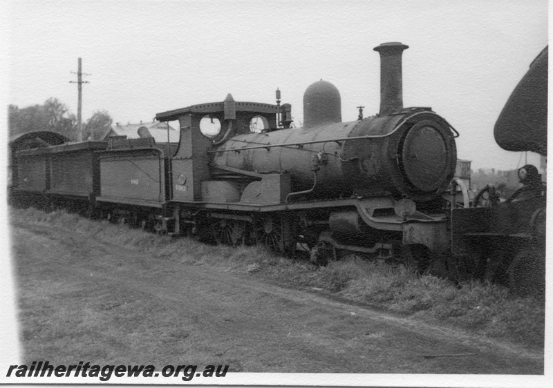 P03016
R class 175 steam locomotive, side and front view, stowed at Midland workshops.
