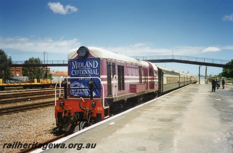 P03036
G class 50, special train, Midland station, ER line, vintage 1896 Midland Junction platform
