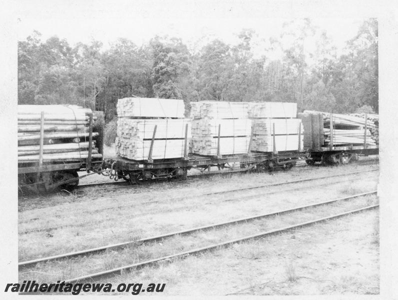 P03259
QBB class 3568 flat top wagon with load of timber, Kirup, PP line.
