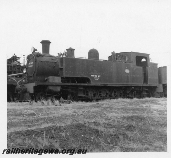 P03396
K class 40, Midland Junction loco sheds, front and side view
