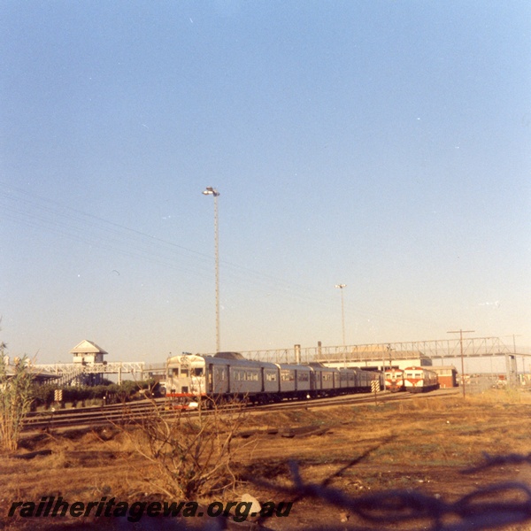 P03475
Railcar depot, signal box, footbridge, railcars, Claisebrook, ER line.
