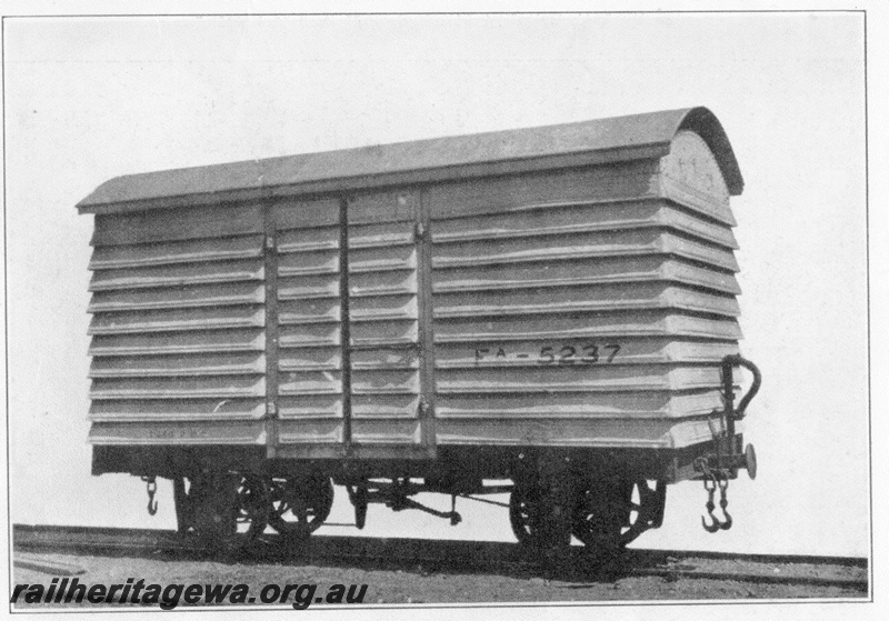 P03518
FA class 5237 steel louvered van, side and end view, c1920s.
