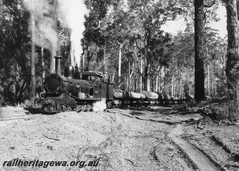 P03523
SSM Loco No 4 (Ex G class 57) Hauling a log Train C 1950
