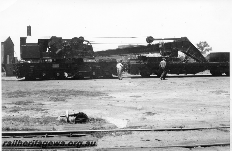 P03582
6 of 7 images of the Cowans Sheldon 60 ton breakdown crane No.31, side view of the crane and match truck
