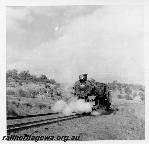 P03602
W class locomotive, front view, on test run, Swan View, ER line.
