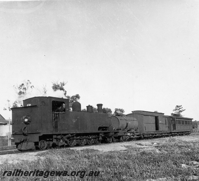 P03703
K class loco, hauling water tanker, Z class van, and coach, Jandakot, FA line
