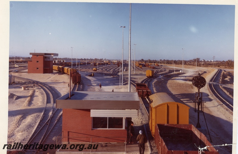 P03766
Humpyard at Forrestfield showing a view of the humpyard tower and the hump shunters humpy.
