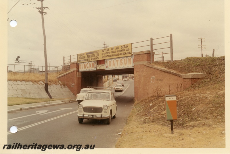 P03781
Subway, Subiaco, ER line, motor cars passing through, street level view
