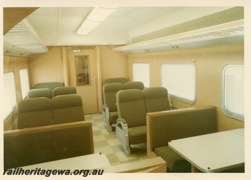 P04154
Commonwealth Railways (CR) CDF class carriage, internal view.
