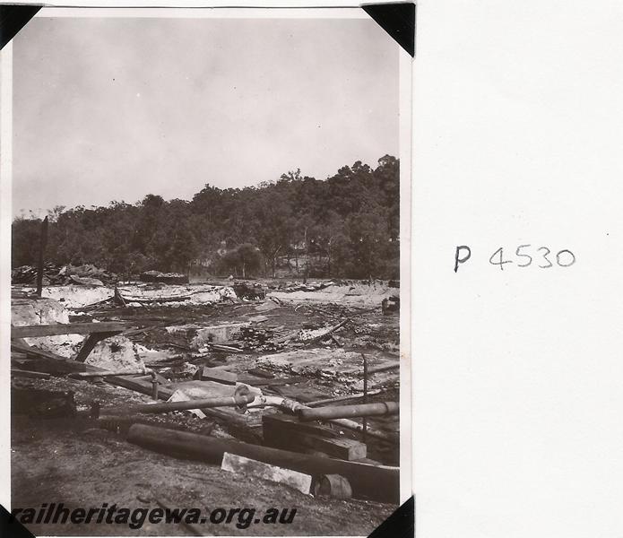 P04530
Remains of Jarrahdale Mill after fire
