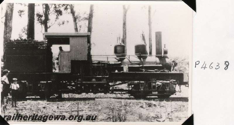 P04638
Millars Shay loco at Kirup Mill, side view
