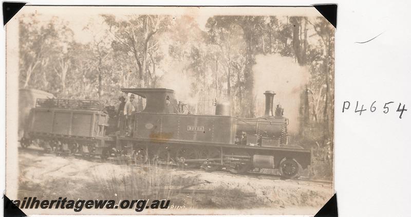 P04654
Millars loco Noyes, Jarrahwood Mill, RHS view, postcard
