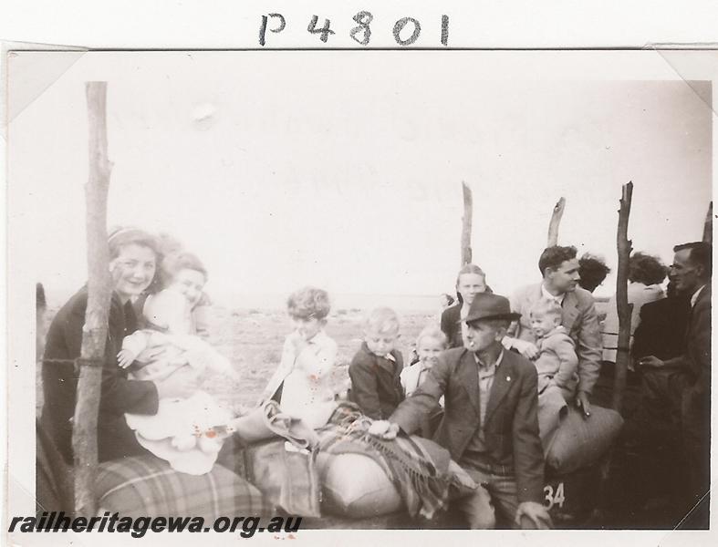 P04801
Sons of Gwalia picnic train, passengers riding on the wagons
