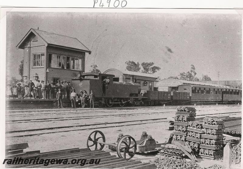 P04900
N class 261 loco, signal box, station, Chidlows Well, ER line, mixed goods and passenger train. Same as P2787

