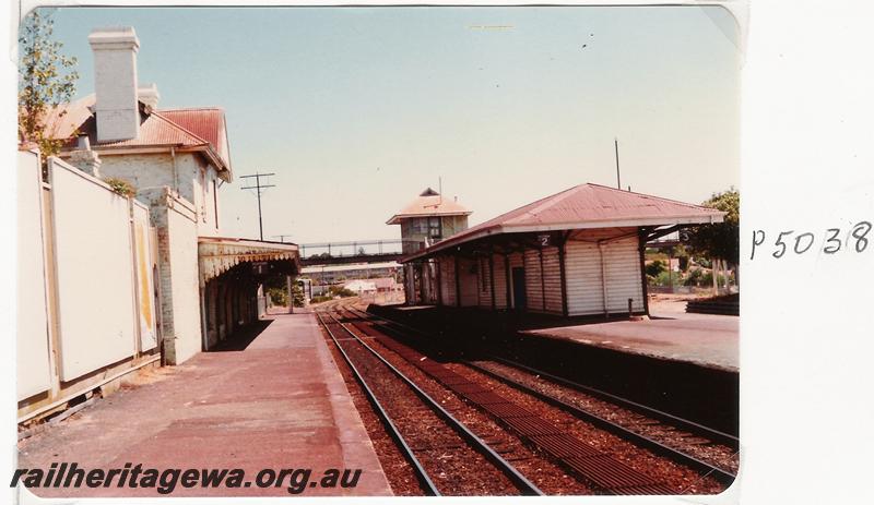 P05038
Station buildings, Claremont, looking west, during the 100th year celebrations of the Fremantle to Guildford line
