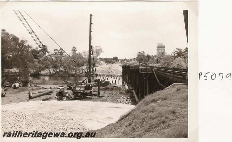 P05079
Preliminary work on the construction of the standard gauge bridge over the Swan River at Guildford
