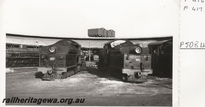 P05084
FS class 416, FS class 417, turntable, roundhouse, Bunbury loco depot, rear view of tenders
