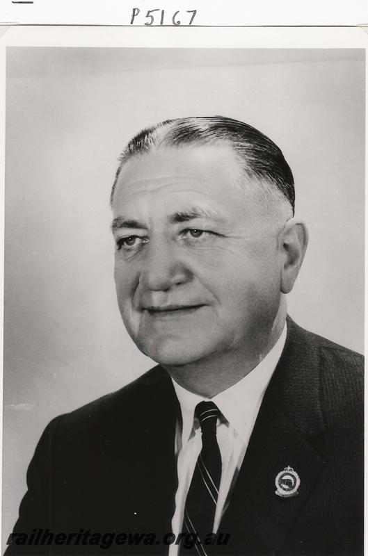 P05167
Mr. C. G. C. Wayne, Commissioner of Railways, 1959-67, official portrait.
