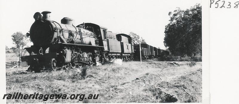 P05238
W class 905 double heading with W class 934, tender to tender, near Bridgetown, PP line, goods train
