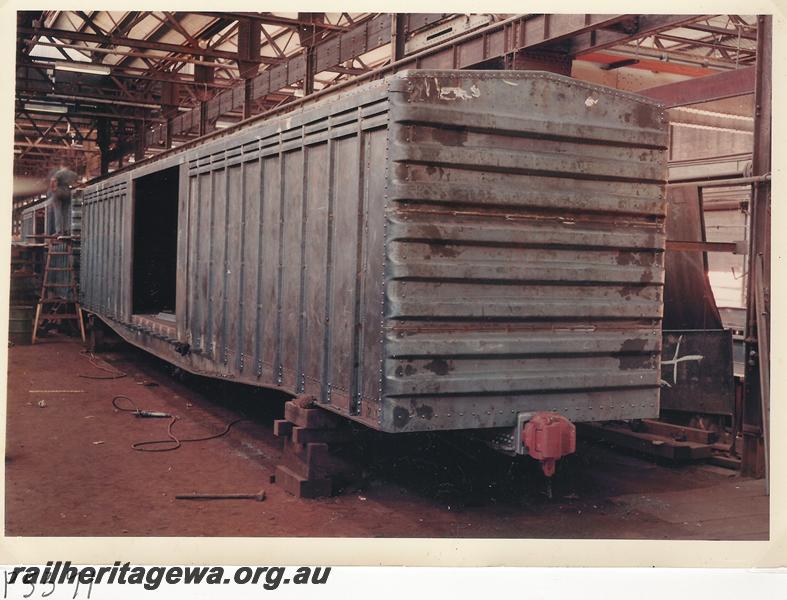 P05371
WVX class standard gauge van,(later reclassified to WBAX class), under construction at the Midland Workshops, set of 4 photos
