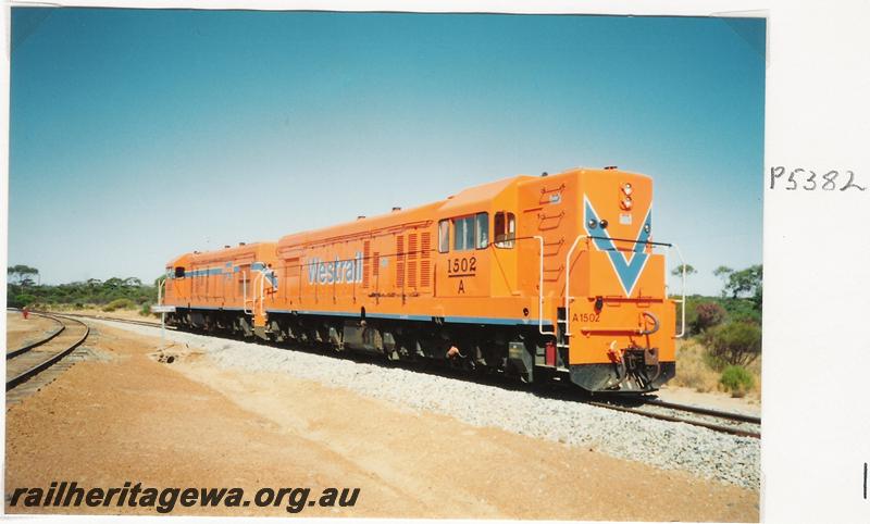 P05382
A class 1502 coupled to another early series A class loco, Westrail orange livery
