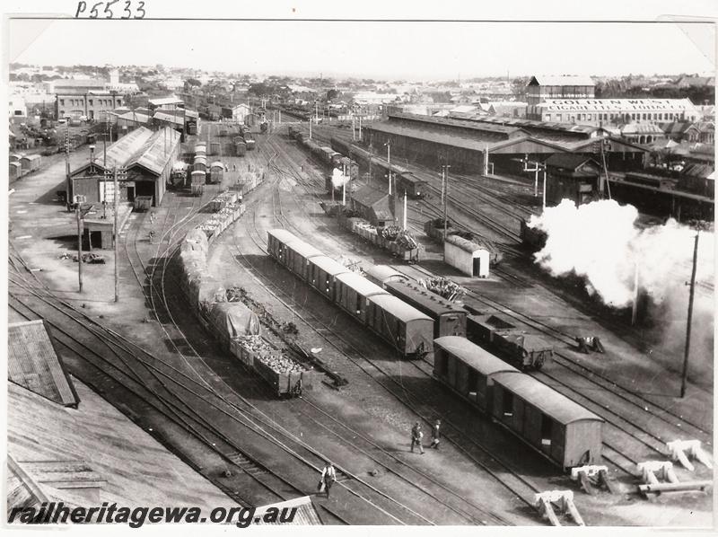 P05533
Perth Goods Yard, looking west, elevated view
